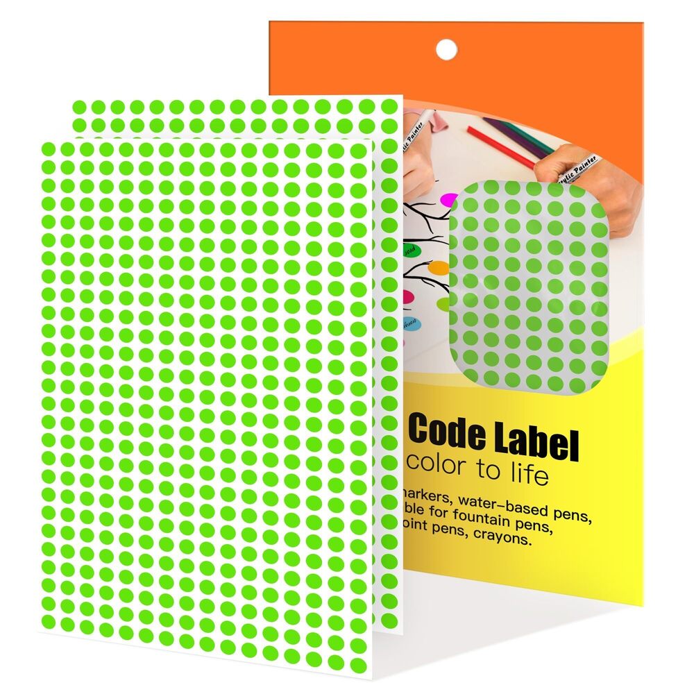 7024 0.25 Inch Light Green Color Coding Stickers Dots,4200 PCS Small Round